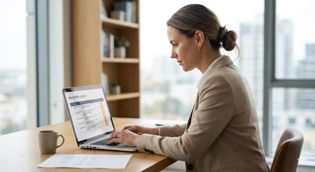 Fractional compliance officer on laptop
