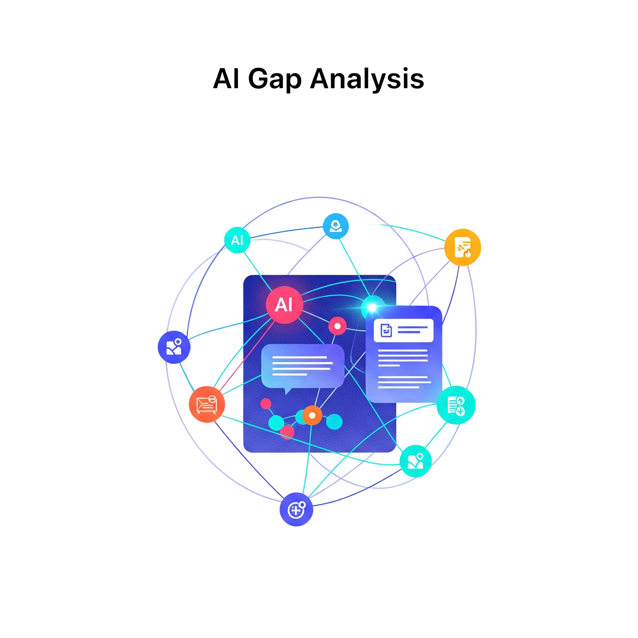 Abstract illustration of AI connections and data analysis.