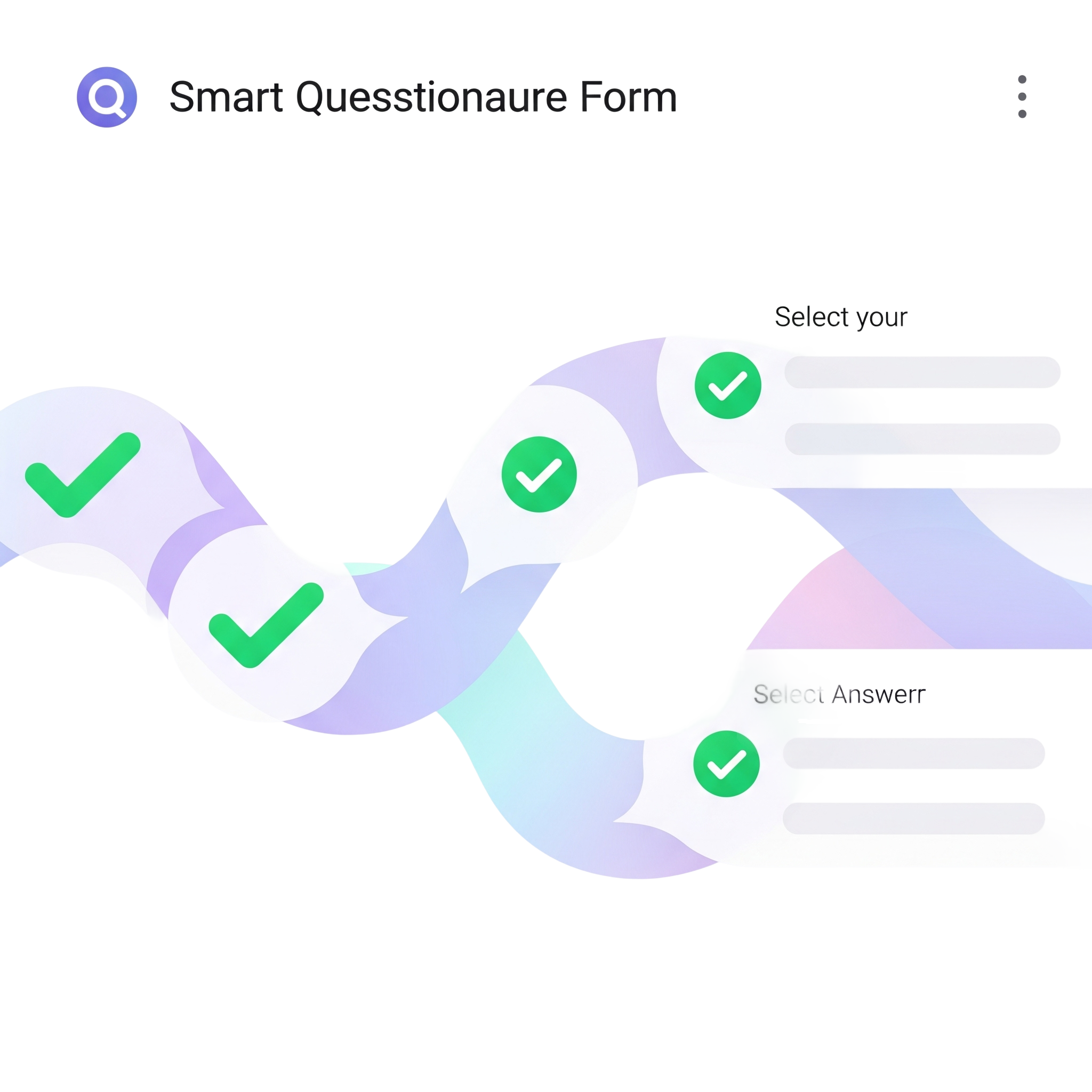 Illustration of a path with green checkmarks, representing a smart questionnaire.